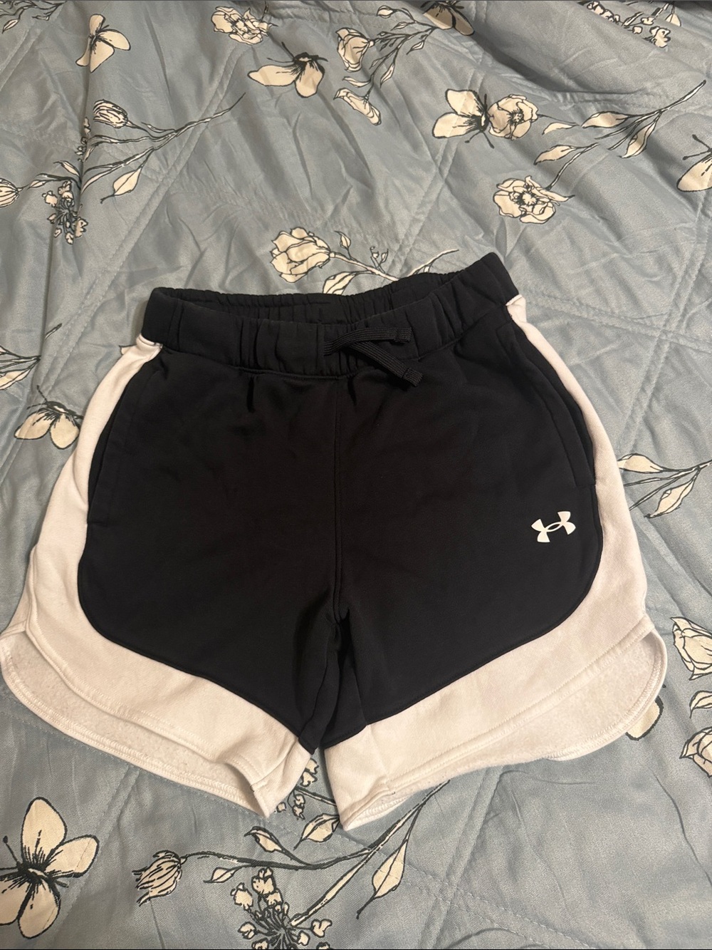Under Armour Black Shorts with White Side Panels and Logo